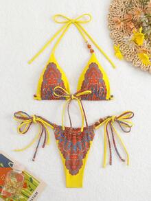 Conjunto de bikini triangular con atar a la moda y sexy para la playa de verano