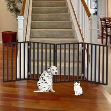Pet Gate - 4-Panel Indoor Foldable Dog Pen, Suitable For Stairs, Hallways, Or Doorways - 72x24-Inch Retractable Free-Standing Iron Dog Gate, Local Warehouse, Spring And Summer,Outdoor Dog Cage - màu đen - Xem 4