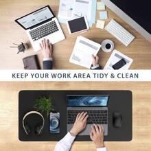 Desk Pad Protector Mat - Dual Side PU Leather Desk Mat Large Mouse Pad Waterproof Desk Organizers Office Home Table Decor Gaming Writing Mat Smooth (Black/Black,  31. 5" X 15. 7")