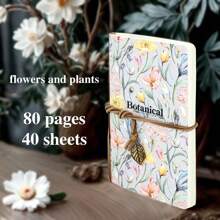 1pc, A5,80 Pages,Floral Sketchbook, Bandage Pendant, Blank Picture Notebook, Portable Travel Sketchbook, Diy Diary, Blank Notebook, Perfect For Writing, Suitable For Colored Pencils, Oil Paints, Marker Pens And Perfect Gifts, Ladies' Gift,Back To School,School Supplies