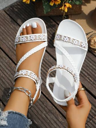 Sandalias bohemias de mujer a la moda: con diseño de correa en T, puntera abierta, planta cómoda, estampado floral, materiales sintéticos superiores, suela de goma ligera, ideales para actividades al aire libre en verano, sandalias bohemias | Sandalias con estampado floral | Sandalias sintéticas