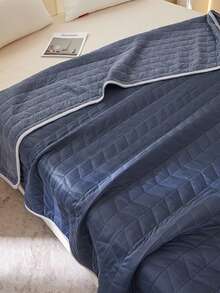 1 件针织柔软绗缝毛毯，带包边，适合卧室、办公室或沙发上午睡