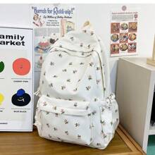 Mochila estilo japonés con estampado floral Ditsy, diseño coreano de Harajuku, de gran capacidad y liviana, para estudiantes de secundaria mujeres
