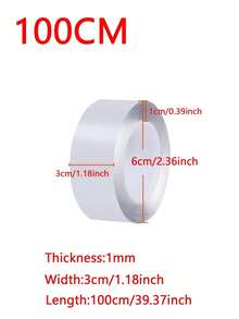 1 rollo de cinta adhesiva doble cara transparente, para uso diario - transparente - Ver 2