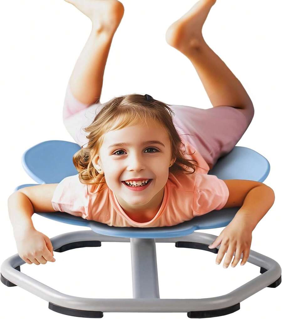 Robotime Robud Kids Sensory Flower Shape Swivel Chair, Autism Spinning Chair For Kids Sensory, Autism Kids Swivel Chair With Non-Slip Design, Training Body Coordination, No Assembly Blue - Blue - View 1