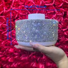 1pc White Luxury Crystal Rhinestone Decor Desktop Pen Holder, Creative Clay Glue Rhinestone Decor Makeup Brush Organizer, Fashionable Beauty Tool,For Holiday Beach, Bathroom Collection, Bedroom Collection, Large Capacity