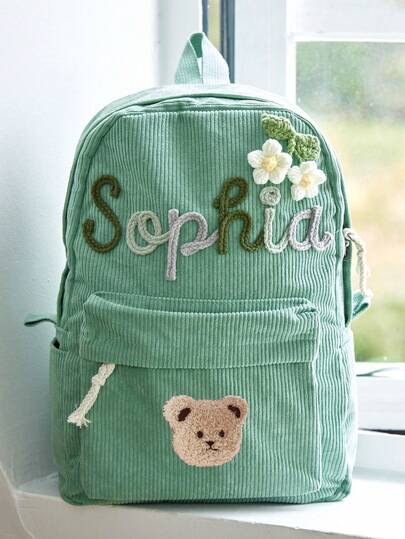 1pc Personalized Children's Preschool Backpack, Toddler Customized Schoolbag, Birthday Party, Lettering