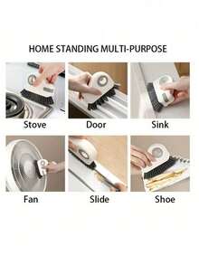 2-In-1 Window Track Cleaning Brush - Detachable Squeegee For Door And Window Frames And Thresholds, Glass Corner Cleaner And Plastic Sill Groove Tool