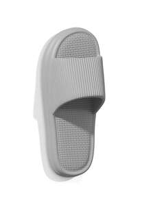 Men's Striped Slippers Size 48-49, Casual Flat Slip-On Sandals, Open Toe House Shoes, Couple's Spring/Summer Slides - Grey - View 10