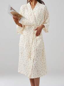 1 bộ Yukata vải gạc tay ngắn màu trơn, đồ ngủ nhẹ, áo ngủ dài, đồ ngủ thoải mái cho mùa hè trở lại trường - Nhiều màu - Xem 13