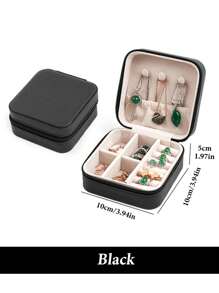 1pc Portable Travel Jewelry Storage Box, Waterproof PU Jewelry Organizer Box, Large Capacity Jewelry Display Case For Earrings, Necklaces, Rings, Watches, Bracelets, Lipsticks, Suitable For Travel, Holiday, Beach, Gift For Couple, Wife, Girlfriend, Mother, Birthday, Valentine's Day, Christmas For Women Storage Organizer Travel Essentials Back To School Dormitory Storage