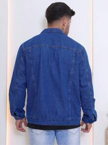 Men's Denim Jacket Men's Denim Jacket With Pockets - 普通深色洗滌 - 查看 2