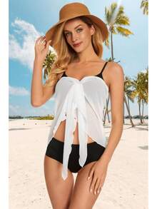 Swimsuit Coverups Women Sarong Beach Bikini Wrap Sheer Short Skirt Chiffon Scarf Swimwear - 淡紫色 - 查看 11