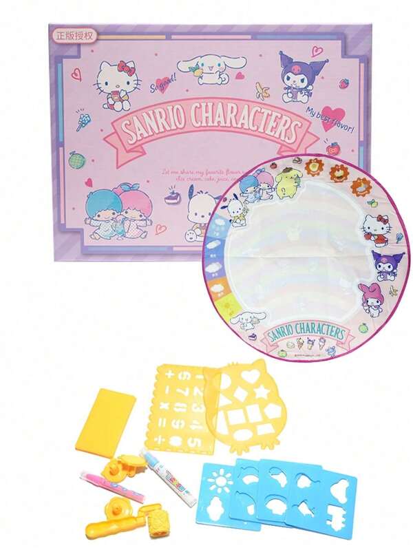 Sanrio 1Set Sanrio Hello Kitty Cinnamoroll My Melody Kerokero Kuromi Water Canvas Graffiti Water Painting Blanket Clear Water Painting Kitty Cat Magic Originality Blanket