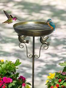 1pc Garden Metal Bird Bath, Removable Cast Iron Decorative Bird Bath With 5 Claw Base, Outdoor Hummingbird Feeder, Metal Tray And Water Bowl, Bird Food Tray, Durable Metal Construction, Suitable For Garden, Yard, Patio And Lawn, Yard Garden Decoration, Fall Decoration, Halloween, Thanksgiving, Christmas, Perfect Gift For Bird Lovers
