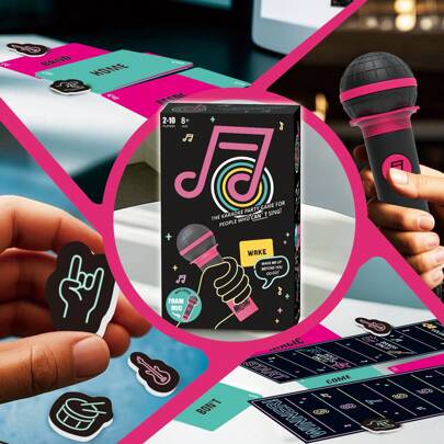Saisissez le micro - Jeu de karaoké familial pour 2-10 personnes - Jeu de société pour mauvais chanteurs - 250 cartes de paroles, idéal pour une soirée de jeux amusante, des fêtes d'anniversaire, une brise-glace de réunion de famille, un jeu musical, un jeu de cartes pour la famille