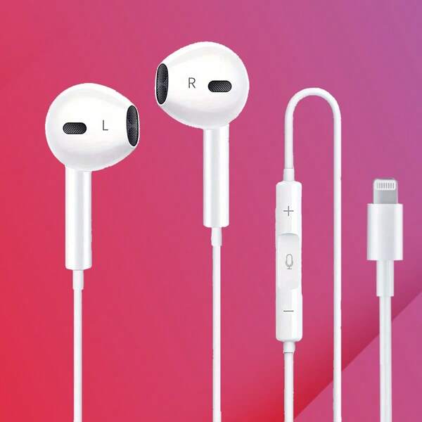 Écouteurs filaires à interface Lightning - Qualité sonore haute fidélité, microphone intégré et télécommande, compatible avec , iPad et autres appareils Apple prenant en charge l'interface Lightning, conception confortable à porter, câble durable, Noël/Thanksgiving
