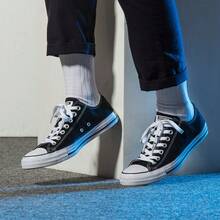 匡威男女通用经典低帮帆布鞋，2026年春季新款，学生及情侣休闲鞋，款式101001 - 黑色 - 查看 10