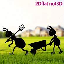 [2D Flat] 2 Pieces 2D Flat Garden Ant Decorations - Acrylic Material Animal Silhouette Garden Stakes For Outdoor, Halloween And Holiday Yard Decorations, Rustic Style, No Batteries Required, Great Garden Decor Gift For All Seasons