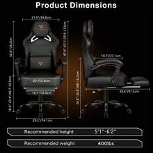 Big And Tall Gaming Chair 400lb Weight Capacity With Footrest, Ergonomic Video Game Chair For Adults With Oversized Headrest And Lumbar Pillow, Computer Chair For Office, Christmas Thanksgiving Cyber Monday Gift
