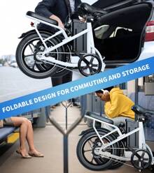 WIND HORSE 16" Electric Bike For Adults, Folding Ebike With 630W Peak Motor, 25MPH, 35Miles Range, Removable Battery, Suspension, Dual Disc Brake, LED Display, Electric Bicycle For Commuter Black