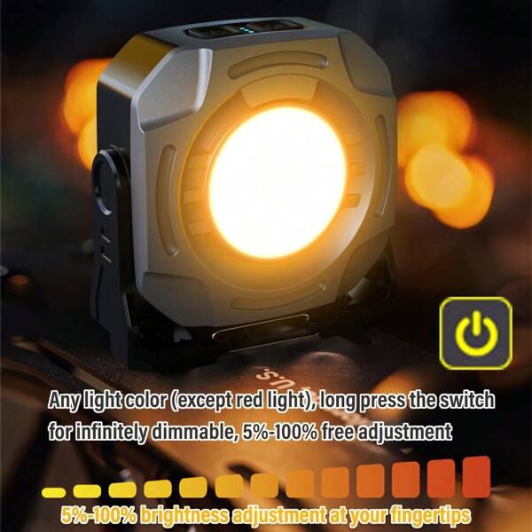 1Pc Rechargeable LED Camping Lantern, Portable Magnetic & Hook Hanging Flashlight, Dual Switch Control, Dimmable With Red Light Warning, High Power 350lm, USB Charging, Ideal For Outdoor, Camping, Fishing, Emergency Use, Camping Accessories