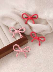 2pcs Minimalist Polka Dot Pink Bow Claws, Versatile Fashion Claw Clips, Cute Hair Accessories For Bangs & Flyaways