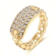 4 Row Sparkling Zirconia Elegant Promise Ring, Pave-Set Engagement/Wedding Band, Suitable For Evening Party Decoration, Gift For Loved Ones