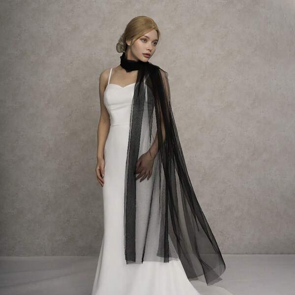 1pc Women's Minimalist Long Mesh Shawl, Versatile Accessory For Party, Wedding, Shrug