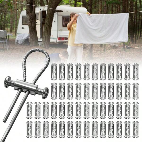 16/32Pcs Iron Wire Rope Cable Clamps, Lock Clip With End Screw Stopper, Wire Rope Clamps Durable Metal Sling Tools For Gardening, Camping