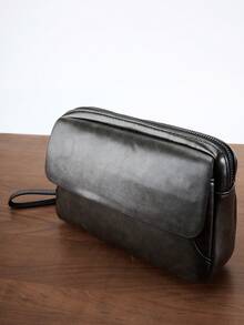 HOVI'S 极简复古手提包，时尚商务休闲便携大容量多功能腕包手拿包手机包，男士设计师手提包