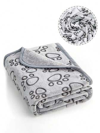 Pet Blanket, Dog Paw Print, Suitable For All Seasons. Soft And Warm Pet Blanket For Small, Medium, And Large Dogs. Pet Accessories For Dogs, Cats, And Pets
