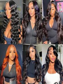 bling hair 13x6 13x4 4x4 Lace Front Perücken Echthaar 180 Dichte Body Wave Lace Frontal Perücken Echthaar Vorgezupft Natürliche Farbe 9x6 6x4 5x5 7x5 Kleberlose Perücken für Frauen - SNatural - Übersicht 9