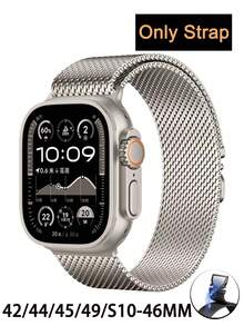 VA VA VOOM 1件米蘭式降落傘扣錶帶，可調節磁吸錶帶，適用於 49mm 46mm 45mm 44mm 42mm 41mm 40mm 38mm，中性款，運動防水透氣金屬錶帶，兼容 Series 11 10 9 6 5 SE 7 8 4 3 Ultra 2 1，智慧手錶配件 - 42mm 44mm 45mm 49mm 46mm - 查看 21