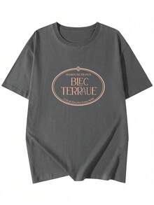 200g Pure Cotton T-Shirt 2025 Summer Ladies New Short Sleeve Pure Cotton Holiday Pattern Short Sleeve Round Neck Couple Wear Small Shirt Tops - 深灰色 - 查看 3