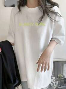 200g Pure Cotton T-Shirt 2025 Summer Ladies New Short Sleeve Pure Cotton Holiday Pattern Short Sleeve Round Neck Couple Wear Small Shirt Tops - 白色 - 查看 1