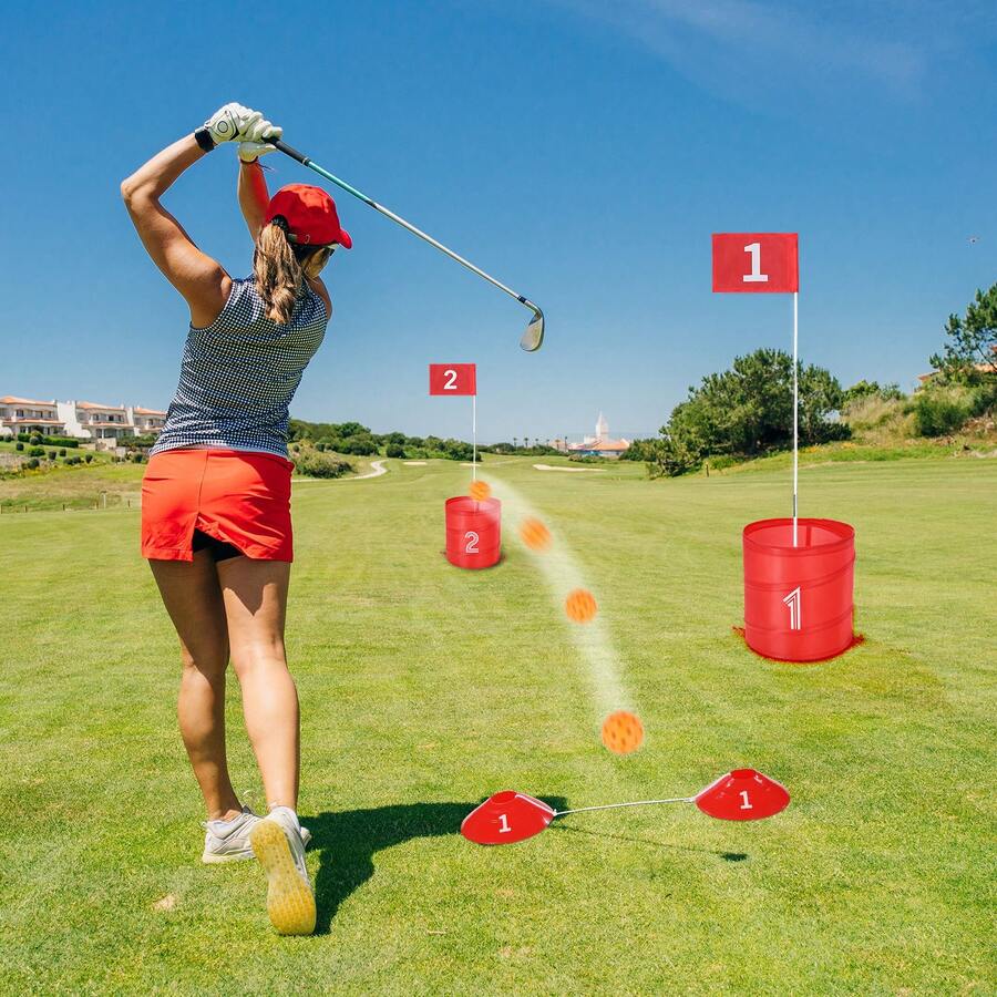 Backyard Golf Game, 6 Hole Golf Course, Golf Bucket Game Practice Games, Golf Chipping Game For Family, Adults And Kids, Portable Outdoor Yard Golf Game For Lawn, Yard, Camping, Park, Beach - 6洞 - 查看 1