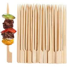 200pcs/100pcs/50pcs/10pcs Natural Bamboo Skewers, Smooth & Splinter-Free. Appetizers, Flat Bamboo Sticks. Snacks, Fruits, Seafood, Sausages. Suitable For Restaurants, Night Markets, Weddings, Parties, Picnics, Outdoor Activities
