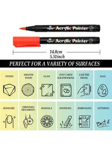 FLYSEA 24 支丙烯颜料马克笔 - 适用于木材、帆布、石材、玻璃和陶瓷表面学校用品，返校 - 12色 - 查看 10