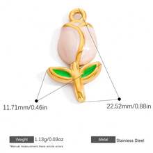 不锈钢 18K 镀金油滴花园心形甜美粉色珠宝制作吊坠套装，适合 DIY 项链、手链、耳环