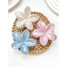 3pcs/5pcs Solid Color Marble Texture Flower Hair Clips, Suitable For Holiday, Party, And Everyday Wear, For Those With Thin Hair Hair Claws Claw Clips Hair Jaw Clip Hair Clamps Hair Clutch Hair Catcher Clip Hair Accessories