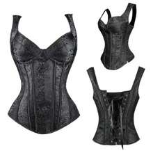 Corset Corset Overbust Colors Strap Zipper Vintage - màu đen - Xem 10