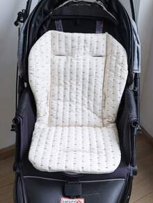 1 件绗缝刺绣婴儿推车垫，薄款四季刺绣座垫 - 米色 - 查看 10