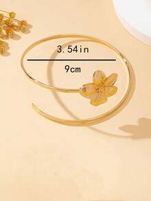 Flower Minimalist Arm Cuff Adjustable Fashionable Armlet - One Flower Arm Bracelet Gold - View 5