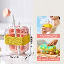 1 件免接触式冰格，高美感冰格模具带吸管杯，多功能创意冷冻制冰机，塑料冰箱冰格，水瓶