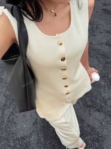 Nouveau gilet-cardigan tricoté à boutons dorés, style décontracté européen et américain, pour femmes, de la marque DEEKA