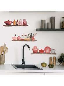 Kitchen Stickers/Decorative Stickers Kitchen Supplies Shelf Stickers Waterproof And Dustproof Stickers, 1 Piece Pvc Material Removable Wear-Resistant Stickers, Wall Stickers 15.3*15.3 Inches, Suitable For Kitchen Decoration, Wall Decoration, Restaurant Decoration, Interesting Birthday Gifts, Graduation Gifts, Make Your Home A New Look