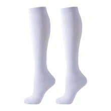 1/6 双装 黑色 米色 白色 蓝色 灰色 运动跑步骑行铜纤维压缩袜 男女通用 女士长袜 跑步支撑 女士运动小腿袜 - 彩色 - 查看 19