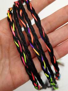 1 pezzo Parrucca con treccia intrecciata per donne, accessorio per capelli con corda colorata annodata in stile box braid, fascia elastica per capelli (il colore della corda è casuale)