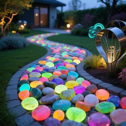 500pcs Luminous Garden Pebbles Stones, Colorful Glow Stones, For Garden Lawn Courtyard, Home Outdoor Walkway Corridor And Aquarium Decoration, Luminous Stones Perfect For Fish Tank, Path, Flower Bed, Potted Plant, Driveway DIY Design, Home Decor (Color Style Random)